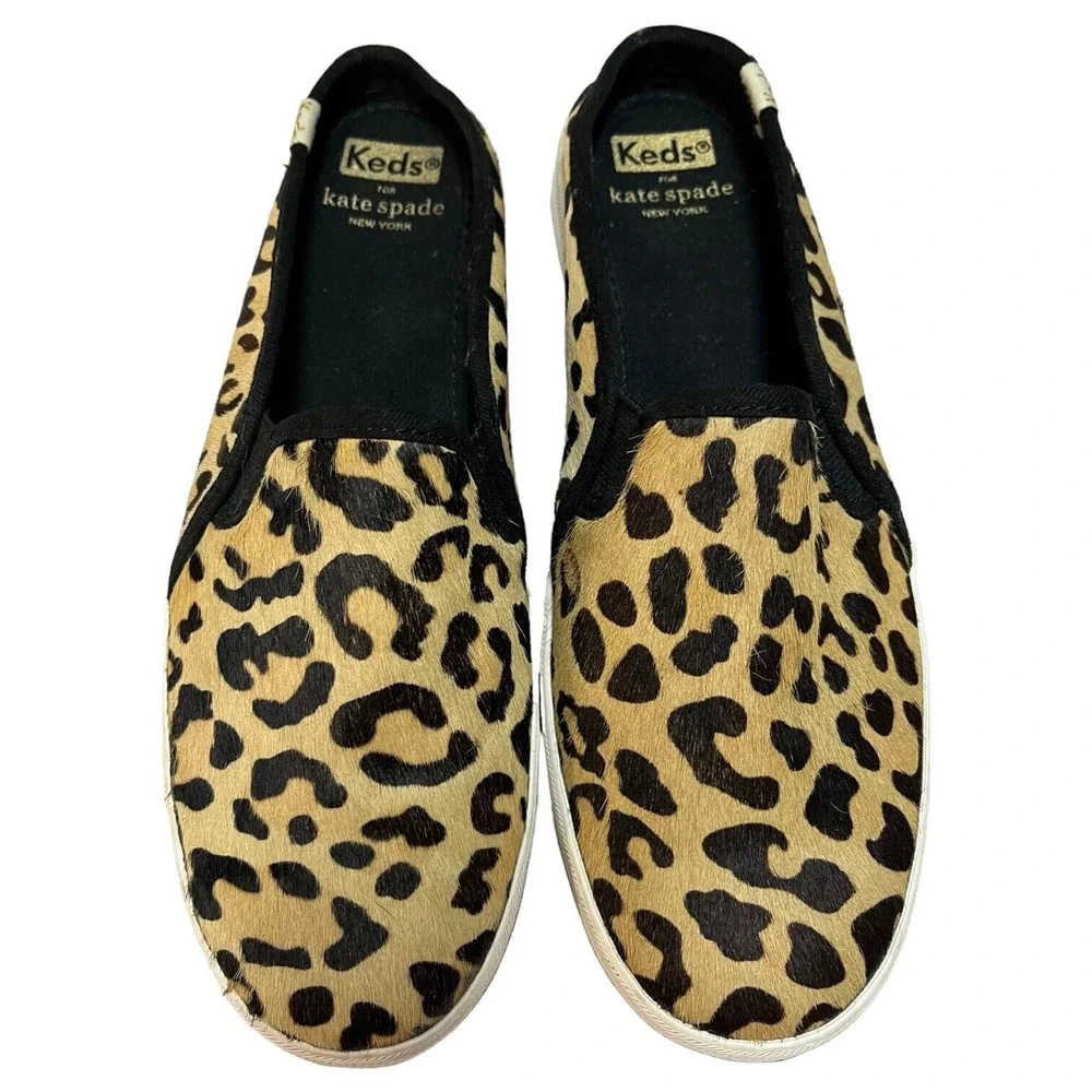 Keds Kate Spade New York Shoes Womens 7.5 Double Decker Mule Calf Hair Leopard - Picture 5 of 13